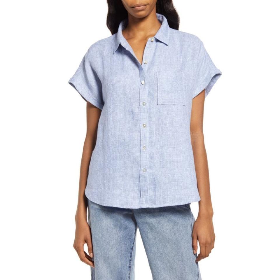 19) Avery Short Sleeve Linen Button-Up Shirt