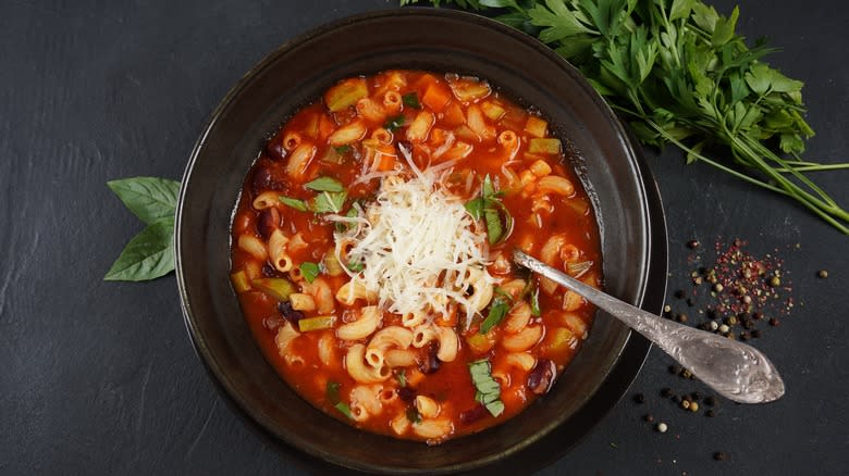 Bowl of minestrone soup