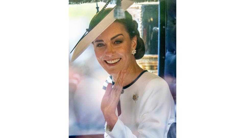 Princess Kate waves during Trooping the Colour