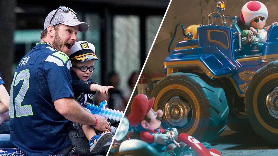 Pratt and his son Jack, who likes Luigi and Toad more than Mario. (Photo: Getty Images/Everett Collection)