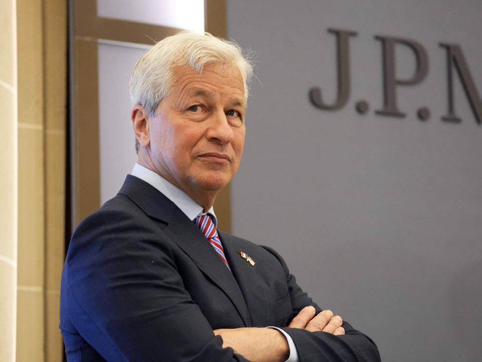 P Morgan CEO Jamie Dimon looks on during the inauguration of the new French headquarters of US' JP Morgan bank on June 29, 2021 in Paris