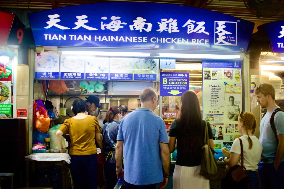 a hawker stall selling chicken rice in singapore