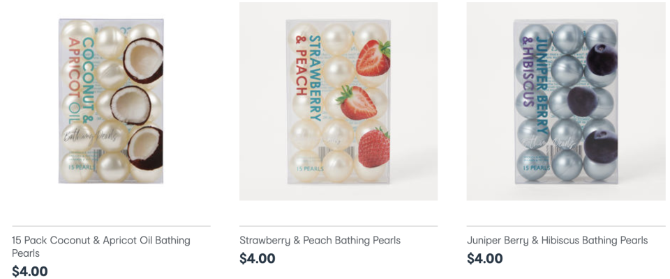 Kmart's selling 15-packs of bath pearls for $4. Picture: Kmart