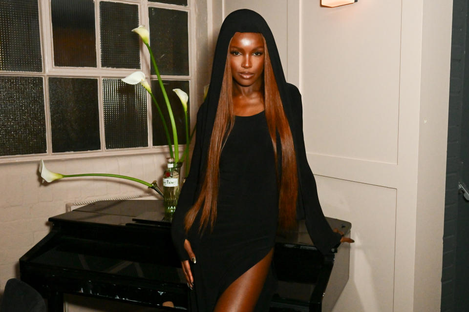 LONDON, ENGLAND - APRIL 18: Leomie Anderson attends the launch of BISTROTHEQUE 20: The Season, in partnership with Tanqueray No. TEN, hosted by Lulu Kennedy at Bistrotheque on April 18, 2024 in London, England. (Photo by Dave Benett/Getty Images for Bistrotheque)