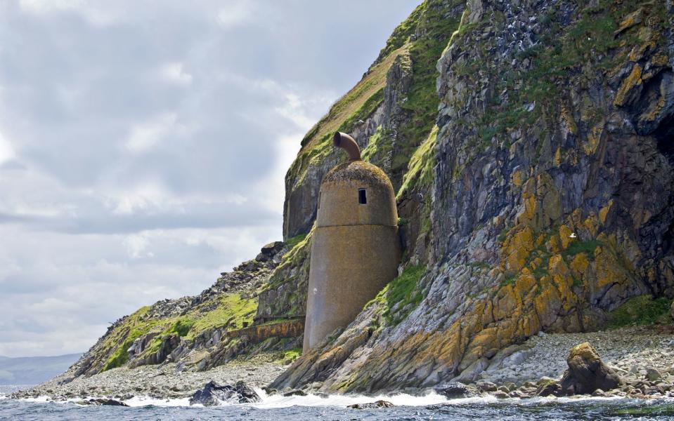 A defunct foghorn on Ailsa Craig, aka "Paddy's Milestone" - Credit: GETTY