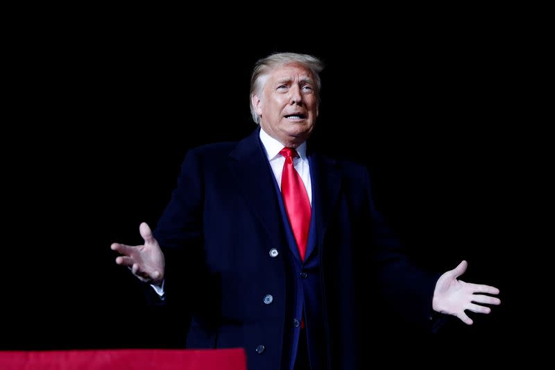 U.S. President Donald Trump holds a campaign event at the Central Wisconsin Airport in Mosinee, Wisconsin