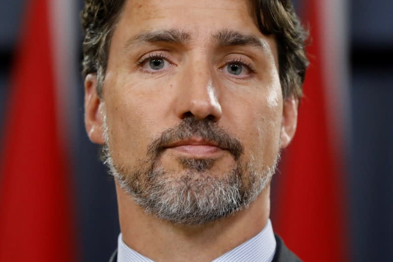 Canada's Prime Minister Justin Trudeau takes part in a news conference in Ottawa