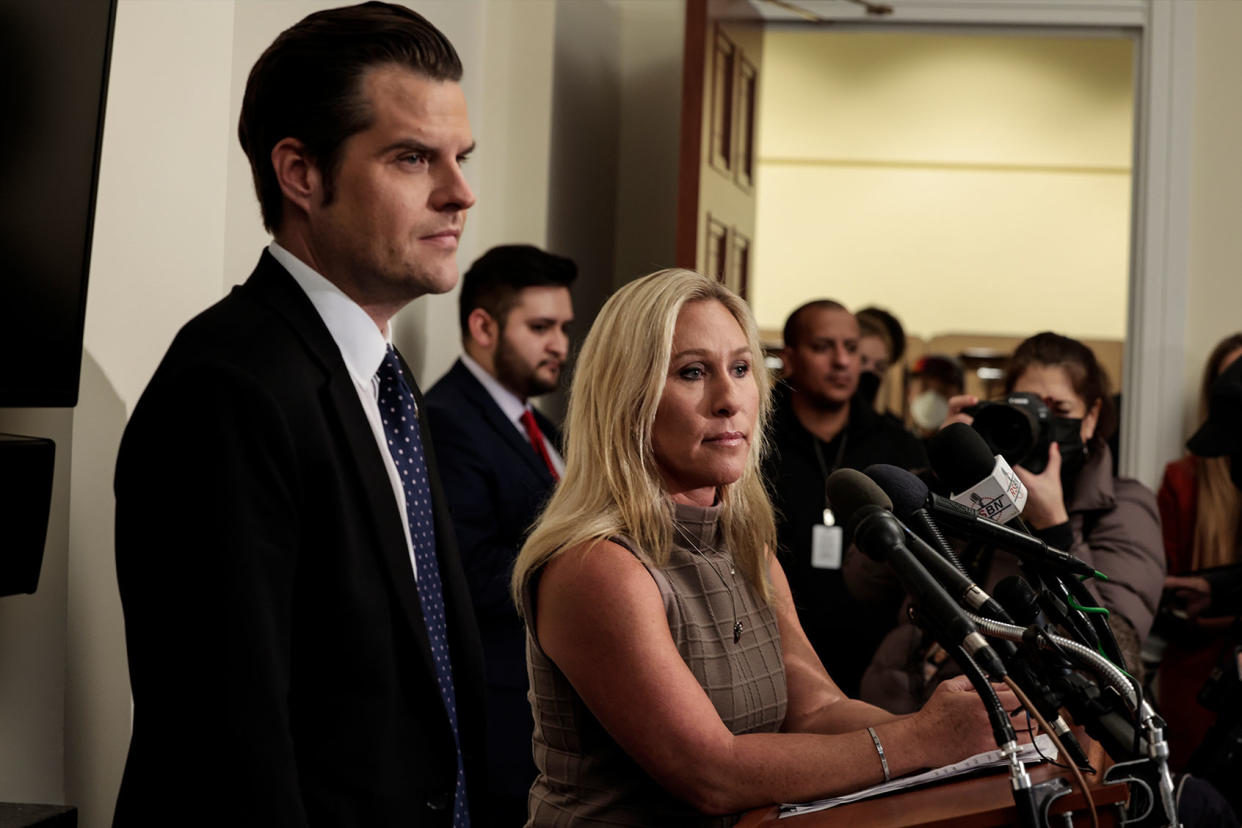 Matt Gaetz; Marjorie Taylor Greene Anna Moneymaker/Getty Images