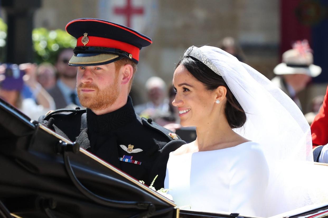 Prince Harry and Meghan Markle in Carriage