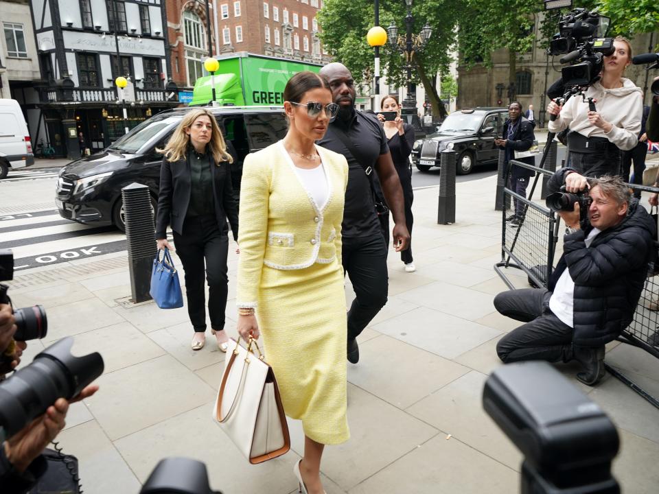 Rebekah Vardy arrives at the High Court on Monday (PA)