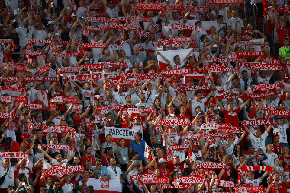 <p>Polish fans have travelled to Russia in big numbers </p>