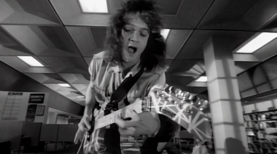 Eddie Van Halen plays a Kramer guitar in the music video for Van Halen's Hot for Teacher