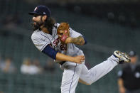 Houston Astros relief pitcher Ralph Garza Jr. throws against the Detroit Tigers in the ninth inning of a baseball game in Detroit, Thursday, June 24, 2021. Houston won 12-3. (AP Photo/Paul Sancya)