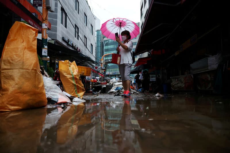 FILE PHOTO: Aftermath of record level of torrential rain in Seoul