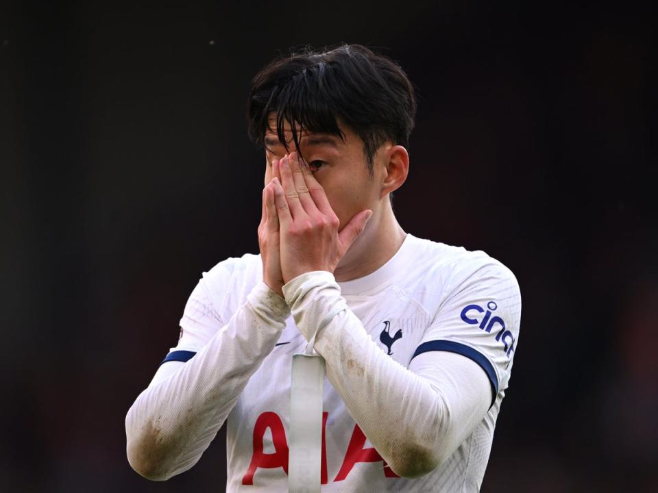 Son Heung-Min of Tottenham Hotspur looks dejected against Liverpool (Getty Images)