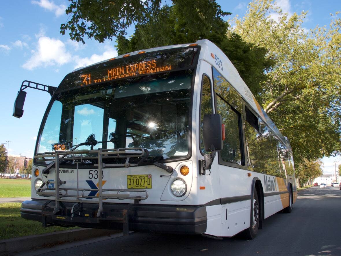 A Halifax Transit bus drives through the city. After two years of decreasing numbers, ridership is on the upswing. But some wonder if the system can keep up with a swelling population. (Robert Short/CBC - image credit)