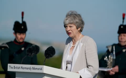 Theresa May closing her speech - Credit: PA