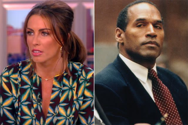 <p>ABC; Ted Soqui/Sygma via Getty</p> Alyssa Farah Griffin on 'The View' ; O.J. Simpson on trial