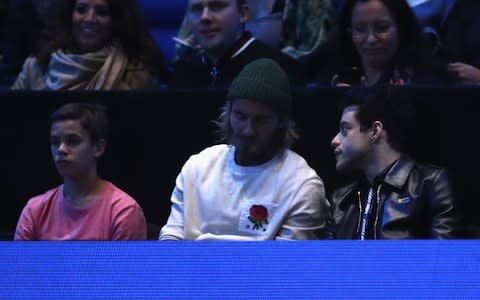 David Beckham (with son Romeo Beckham and Actor Rami Malek) were among the crowd - Credit: Getty