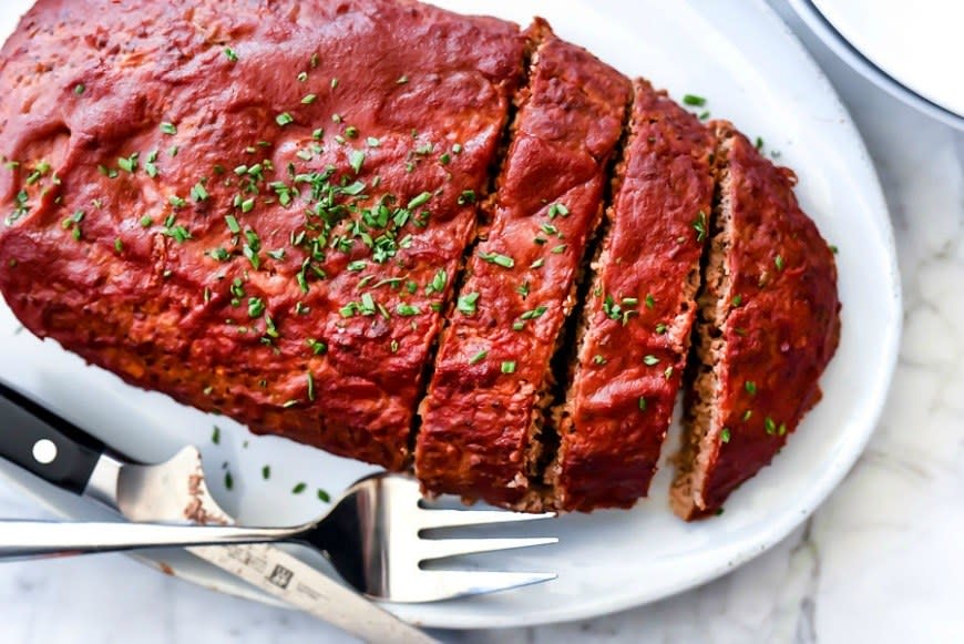 Healthier Meatloaf With Tomato Glaze from Foodie Crush