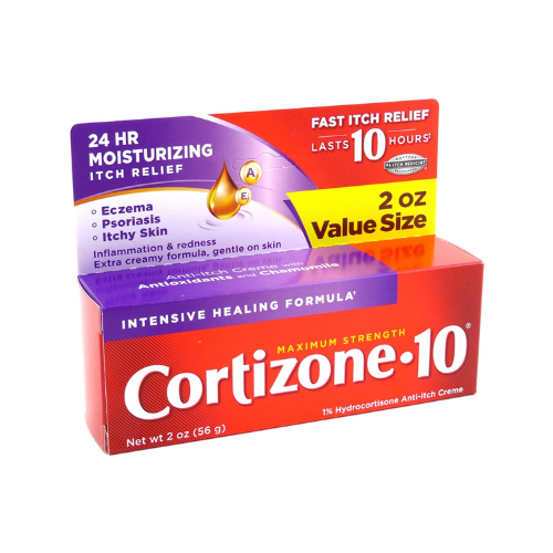 Cortizone 10 Maximum Strength Intensive Healing cream against white background