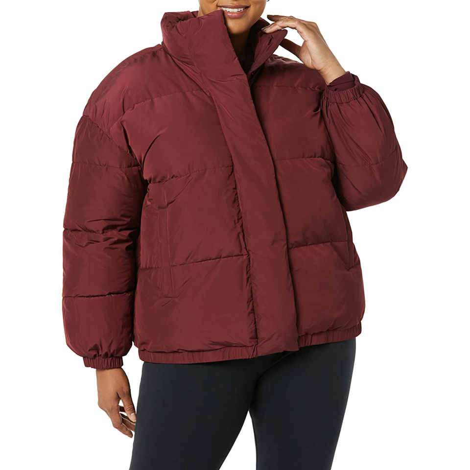 Daily Ritual Women's Relaxed-Fit Mock-Neck Short Puffer Jacket