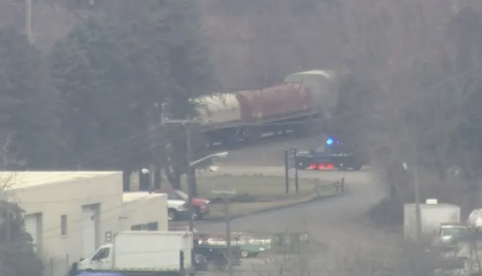 A freight train carrying toxic material derailed near Van Buren Township, Michigan, on Thursday (WJBK)