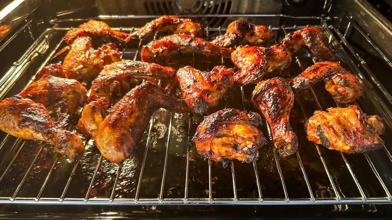 Chicken wings in an oven