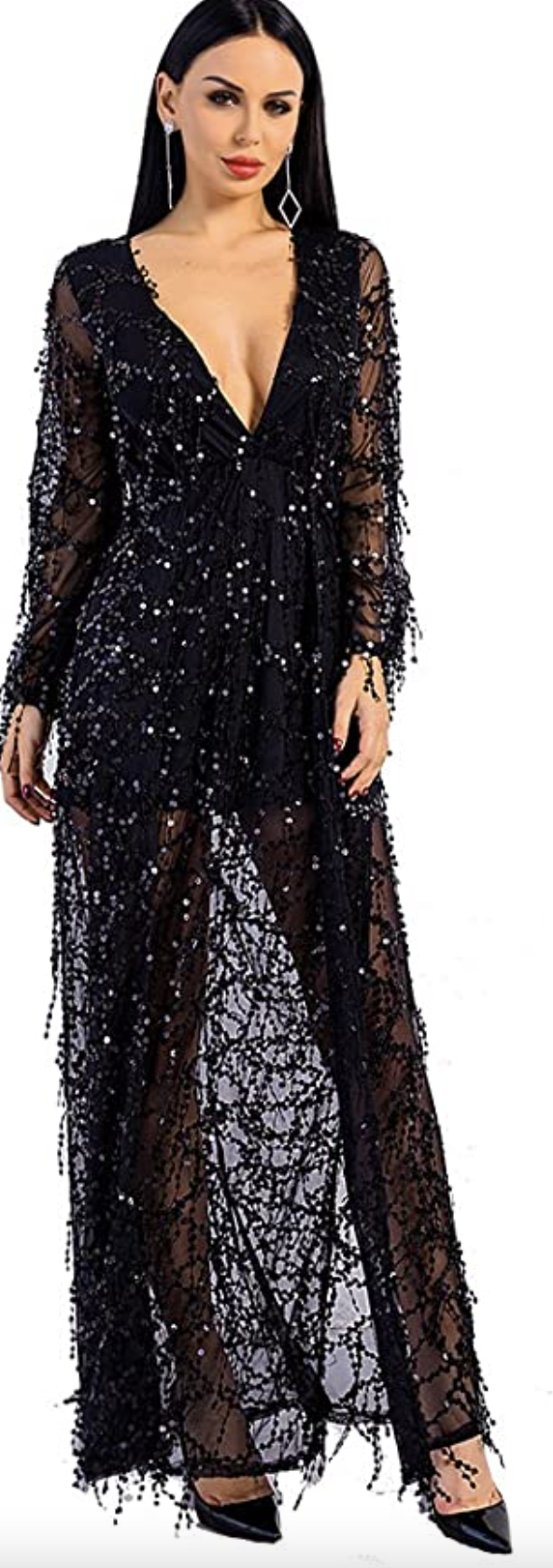 <p><a href="https://www.amazon.com/Missord-Sleeve-Sequined-cocktail-Medium/dp/B0176D7C5Y?tag=syn-yahoo-20&ascsubtag=%5Bartid%7C10065.a.44446800%5Bsrc%7Cyahoo-us" rel="nofollow noopener" target="_blank" data-ylk="slk:Shop Now;elm:context_link;itc:0;sec:content-canvas" class="link rapid-noclick-resp">Shop Now</a></p><p> Deep V Neck Long Sleeve Split Sequined Maxi Party Cocktail Dress</p><p>$56.89</p>