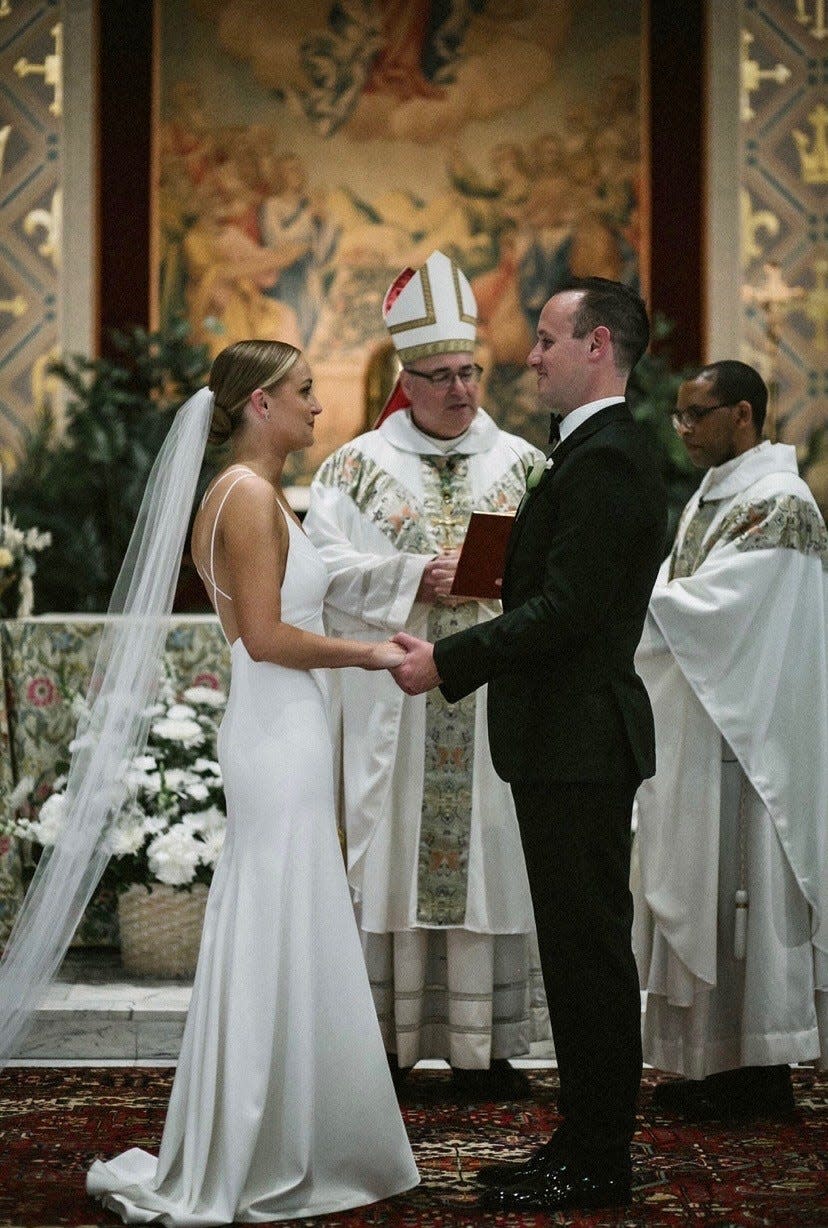 Bishop Richard Henning officiates at the wedding of Maureen and Michael Killeen Jr., son of a longtime friend of his from Long Island.