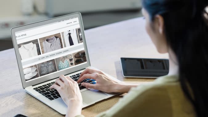 woman online shopping for clothes