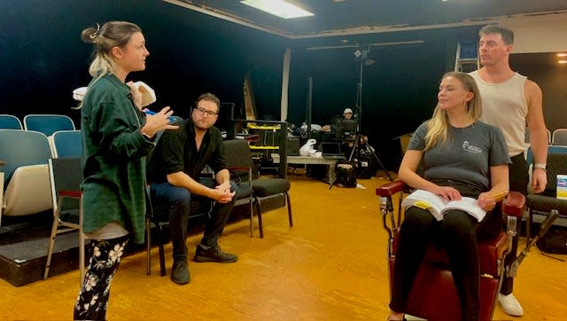 Left to right: Calypso May (Director), Justin Clement (Sweeney Todd), Kate Clement (Ensemble), Thomas Sanders (the other Sweeney Todd).