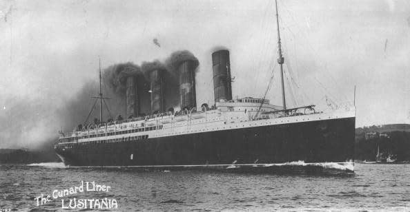 Lusitania: among the passengers on her last voyage eminent politicians, artists, academics and businessmen, as well as the Irish art collector Sir Hugh Lane, who was reported to have had with him paintings by Titian, Monet and Rubens encased in lead tubes - Hulton Archive/Getty