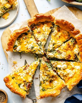 Spinach, Sun-Dried Tomato and Basil Puff Pastry Quiche