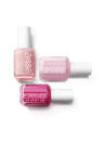 Essie’s produced three polishes for the month: Pinking About You, a pale pink confetti topcoat, I Pink I Can, the perfect neutral shade for a mani/pedi, or Pink Happy, a vivacious shade the color of pink tulips.