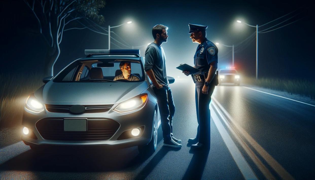Image of a man getting pulled over by a police officer
