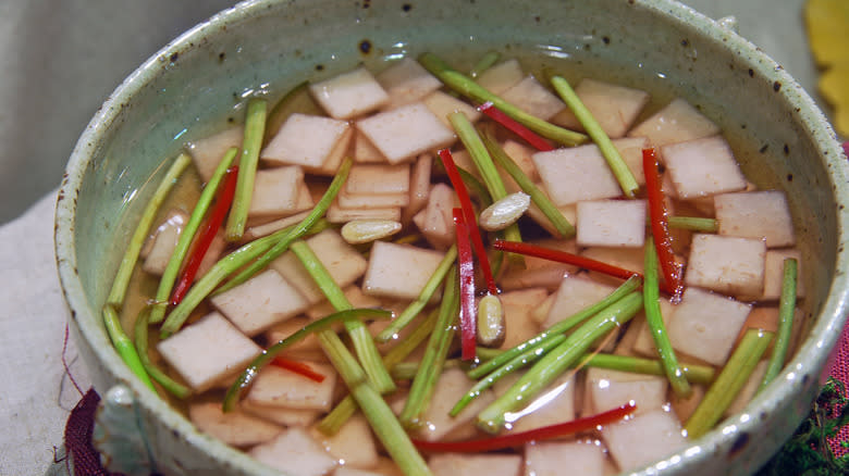 bowl of kimchi in water