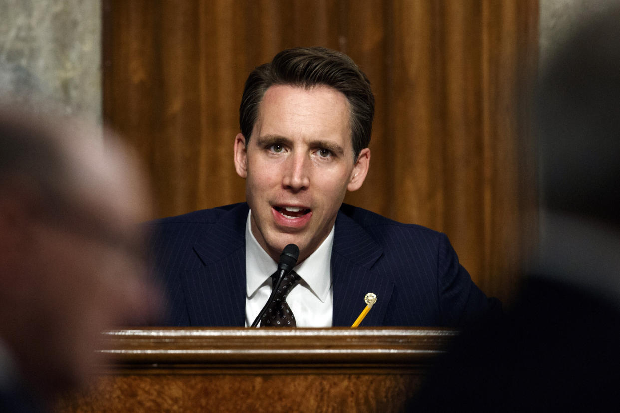 Sen. Josh Hawley (R-Mo.), who has confirmed a string of right-wing ideologues to be lifetime federal judges, is drawing the line on confirming a lawyer who defended his client. (Photo: ASSOCIATED PRESS)