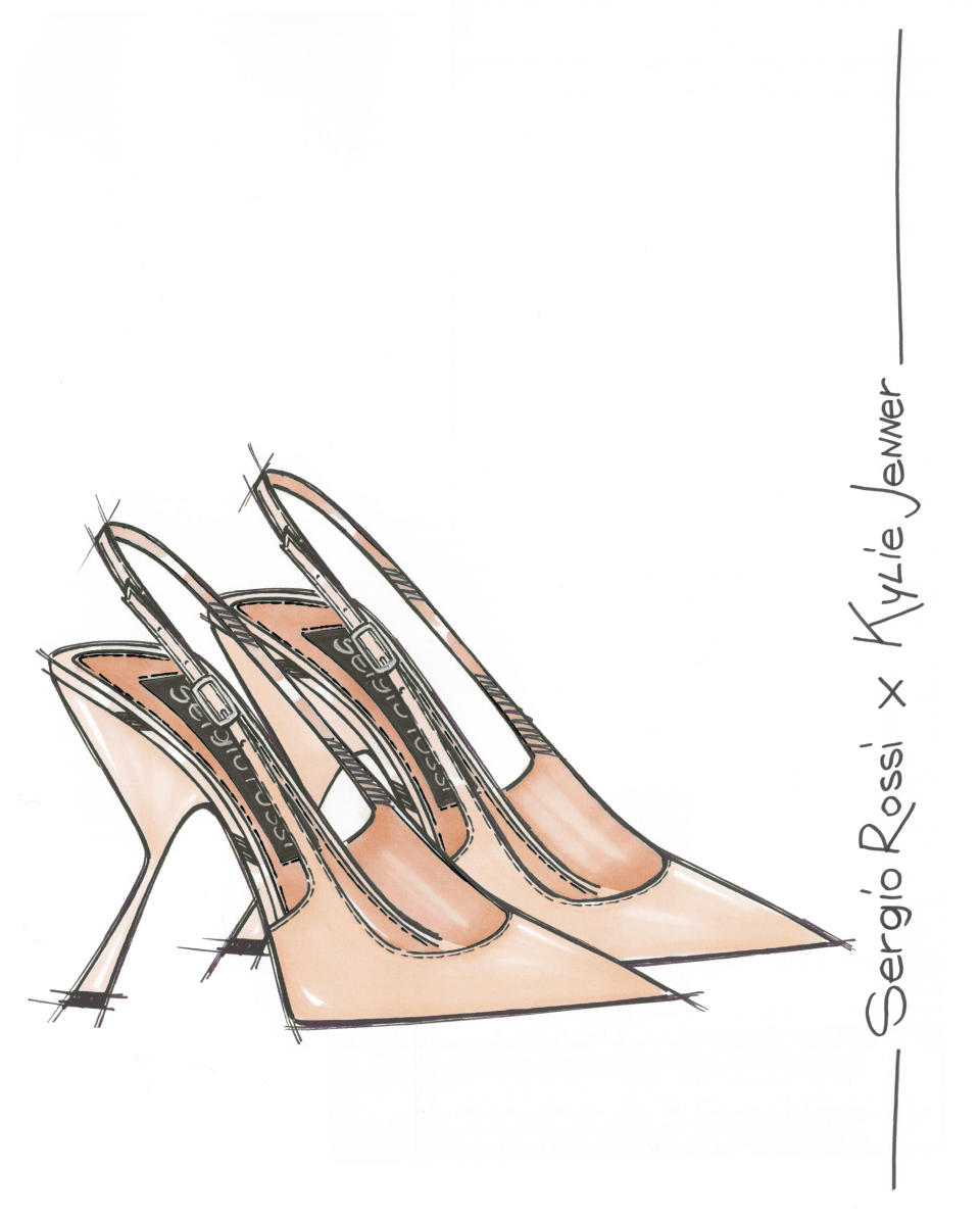 A sketch of Kylie Jenner’s Sergio Rossi heels.