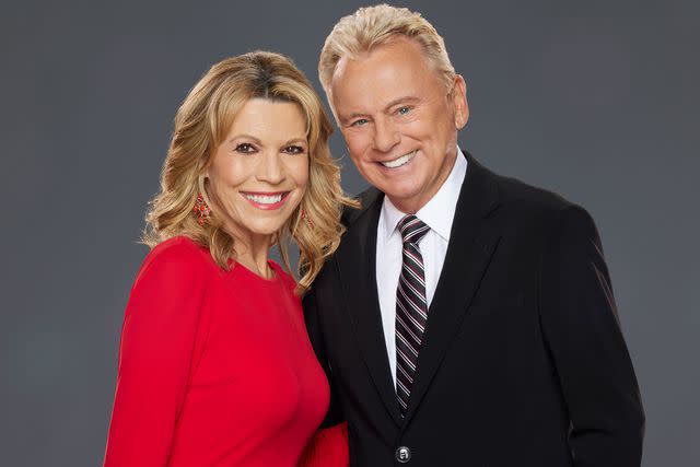 <p>Ricky Middlesworth/ABC/Getty </p> Vanna White and Pat Sajak.