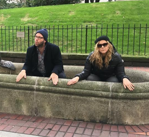 Amy Schumer and her brother, Jason Stein, in a Portland fountain. (Photo: Instagram)