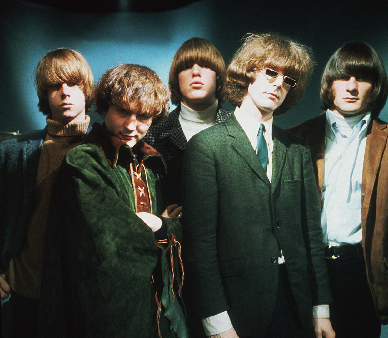 Pop group The Byrds (l to r): Chris Hillman; Dave Crosby; Mike Clark; Jim McGuinn; and Gene Clark. (Photo by © Hulton-Deutsch Collection/CORBIS/Corbis via Getty Images) (Hulton-Deutsch Collection / Corbis via Getty Images file)