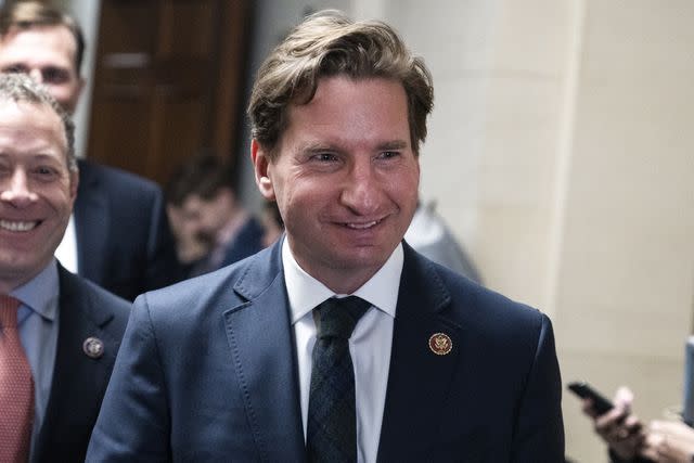 <p>Tom Williams/CQ-Roll Call, Inc via Getty</p> Dean Phillips, D-Minn., right, and Josh Gottheimer, D-N.J., are seen outside the House Democratic Caucus leadership election in Longworth Building on Wednesday, November 30, 2022.