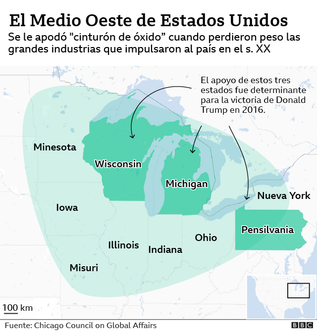 mapa del Medio Oeste