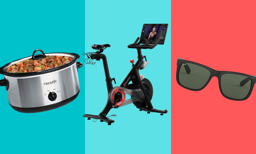 crock pot, peloton bike, sunglasses