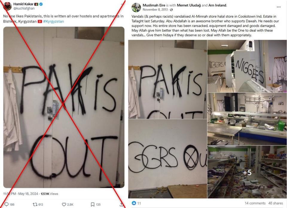 <span>A screenshot comparison of the photo in the false post (left) and the picture from the Muslim Eire Facebook post (right)</span>