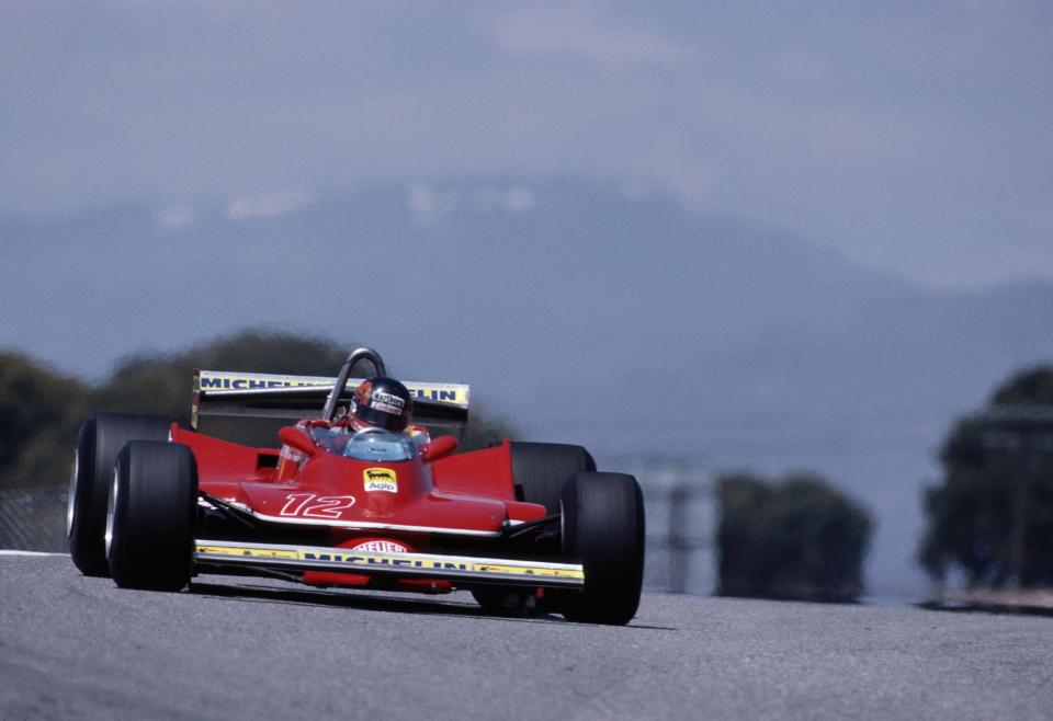 Gilles Villeneuve, à bord de sa Ferrari, lors du Grand Prix d'Espagne, le 29 avril 1979. (Getty Images)