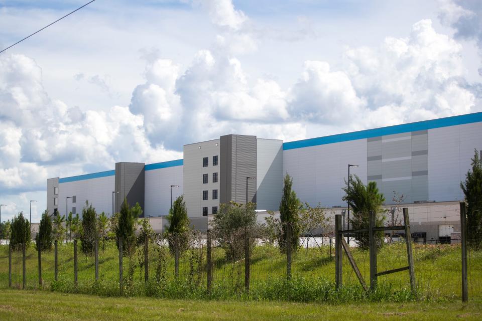 Progress on construction of the new Amazon warehouse, as seen on Tuesday, Aug. 30, 2022 in Tallahassee, Fla. 