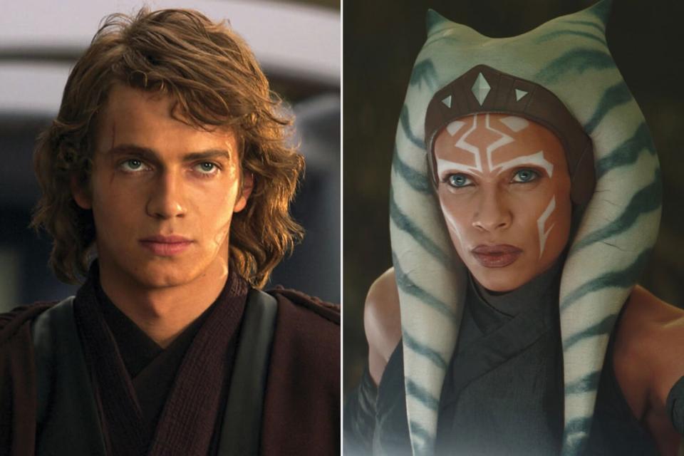 STAR WARS EPISODE III - THE REVENGE OF THE SITH US 2005 HAYDEN CHRISTENSEN Anakin Skywalker Date 2005, Photo by: Mary Evans/LUCASFILM/Ronald Grant/Everett Collection(10386748); THE MANDALORIAN, Rosario Dawson as Ahsoka Tano, (Season 2, premiered Oct. 30, 2020). photo: ©Disney+/Lucasfilm / Courtesy Everett Collection