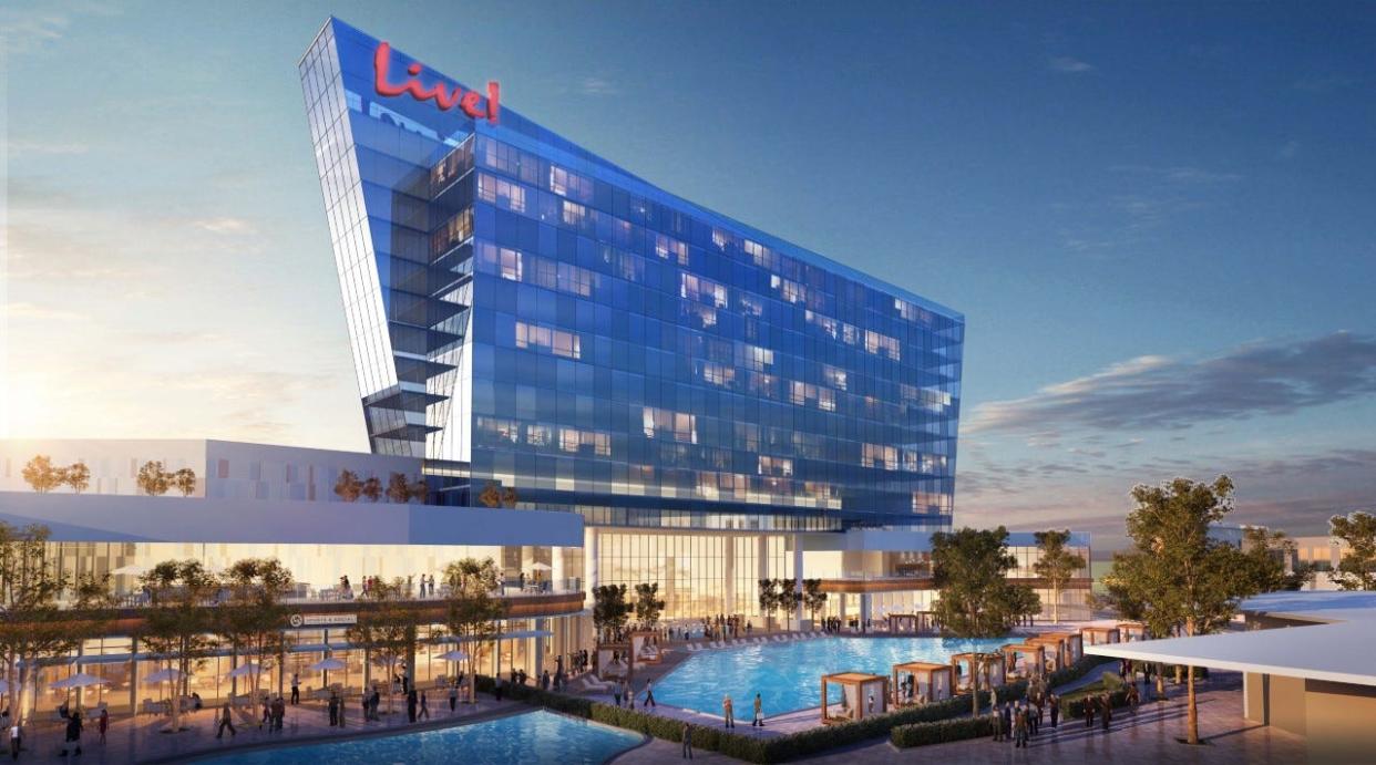 This artist's rendering is of the proposed Live! Casino and Hotel Virginia planned for Petersburg's Wagner Road area. Petersburg City Council officially formalized its agreement with Maryland-based The Cordish Companies to build a $1.4 billion multi-use development during its meeting Tuesday, Dec. 13, 2022.